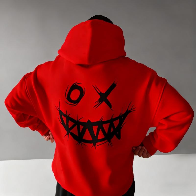 Men's Trendy Fall/Winter Evil Smile Hooded Sweatshirt Comfortable and Loose Fit Sweater