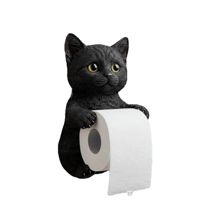 Feline Design Resin Wall Mounts Toilet Paper Holder Bathroom Storage Practical