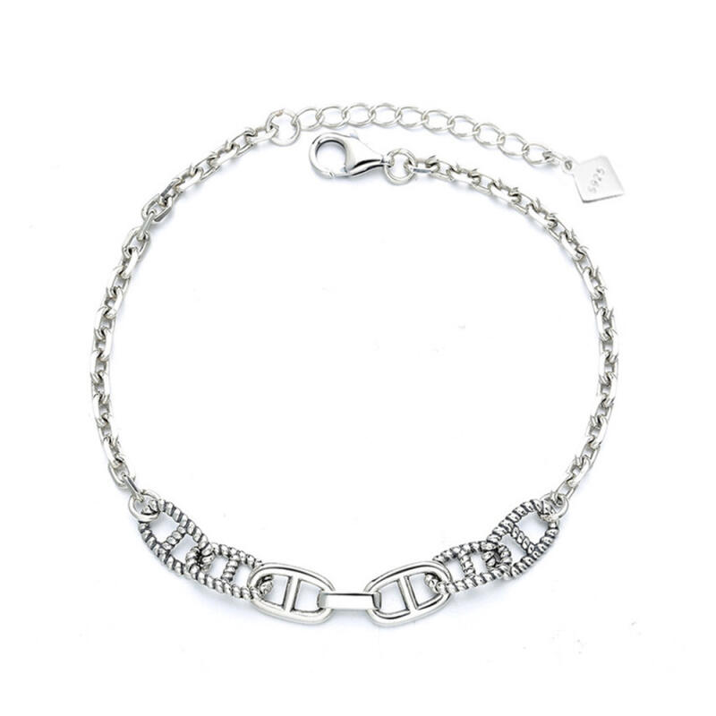 

925 Sterling Silver Twisted Pignose Chain Bracelet B194