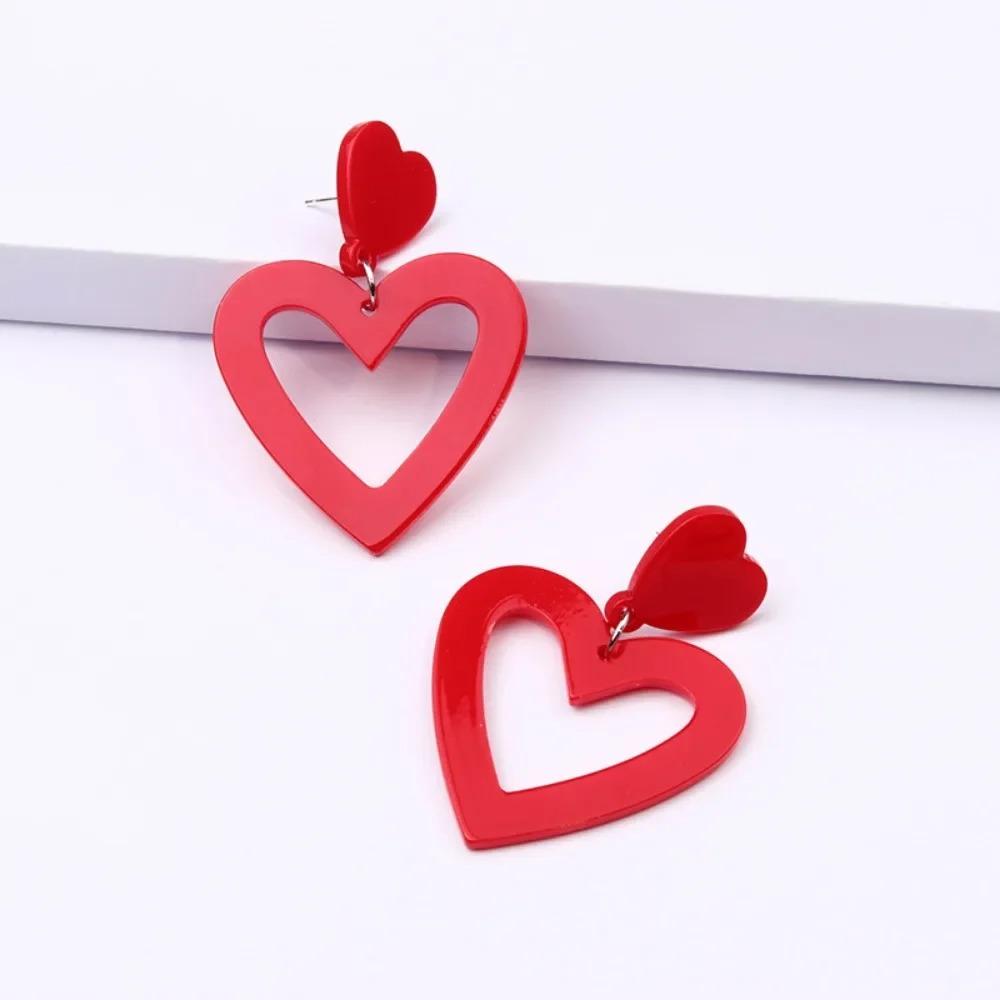 Heart Drop Earrings for Women Girls Geometric Love Dangle Earring Jewelry Valentine's Day Gifts