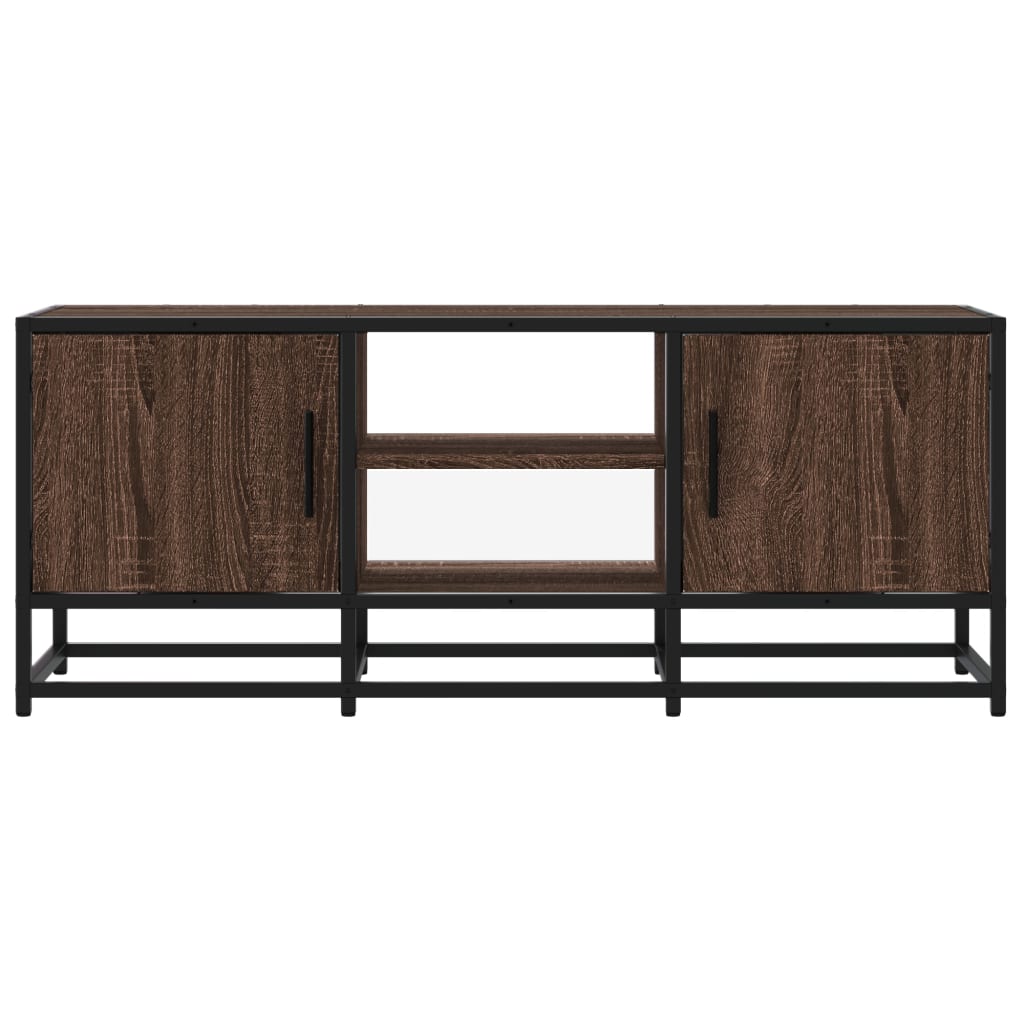 TV Stand in Oak Effect 100 x 35 x 41 cm Engineered Wood and Metal