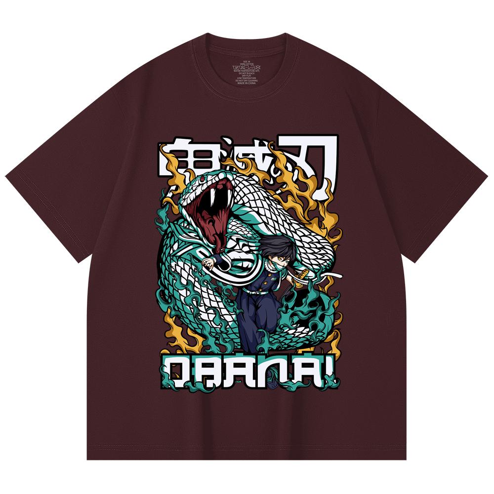 

230 Gsm 100% Cotton Demon Slayer V103 Obanai Print Unisex Heavy Cotton T Shirt XL