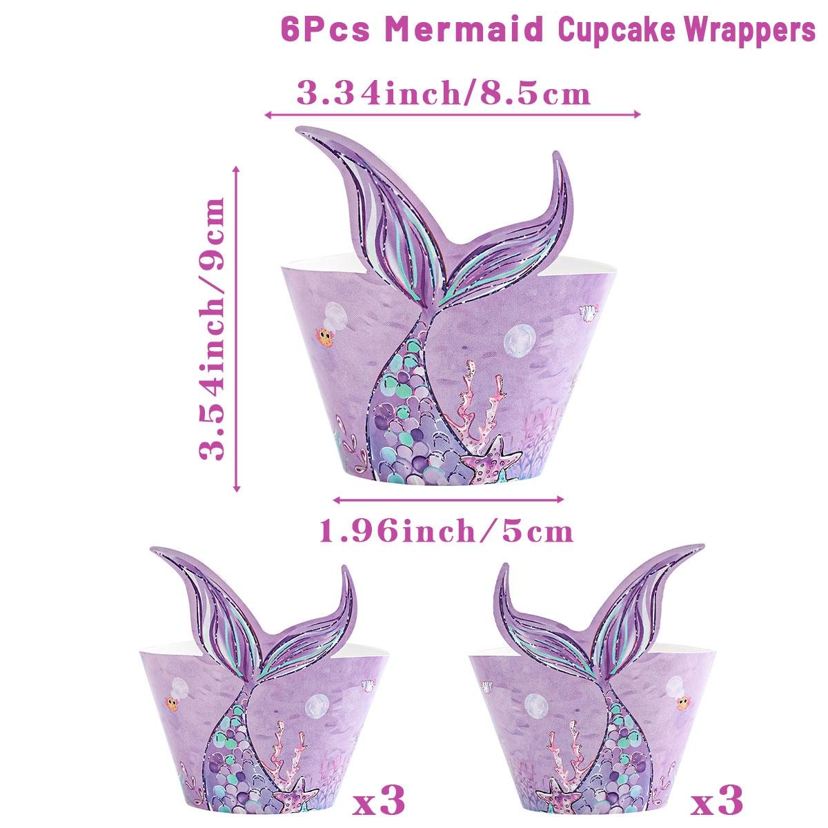 

Mermaid Theme Cupcake Toppers Wrappers Little Mermaid Birhtday Party Cake Decoration Baby Shower Wedding Party Supplies