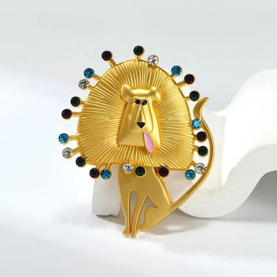 Retro Gold Lion Brooch, High-end Temperament, Men's Suit Accessories, Animal Brooch, Environmentally Friendly Chest Flower