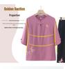 Grandma's Fashionable Cotton Linen Tang Suit Mid-Sleeve T-shirt for Elderly Women