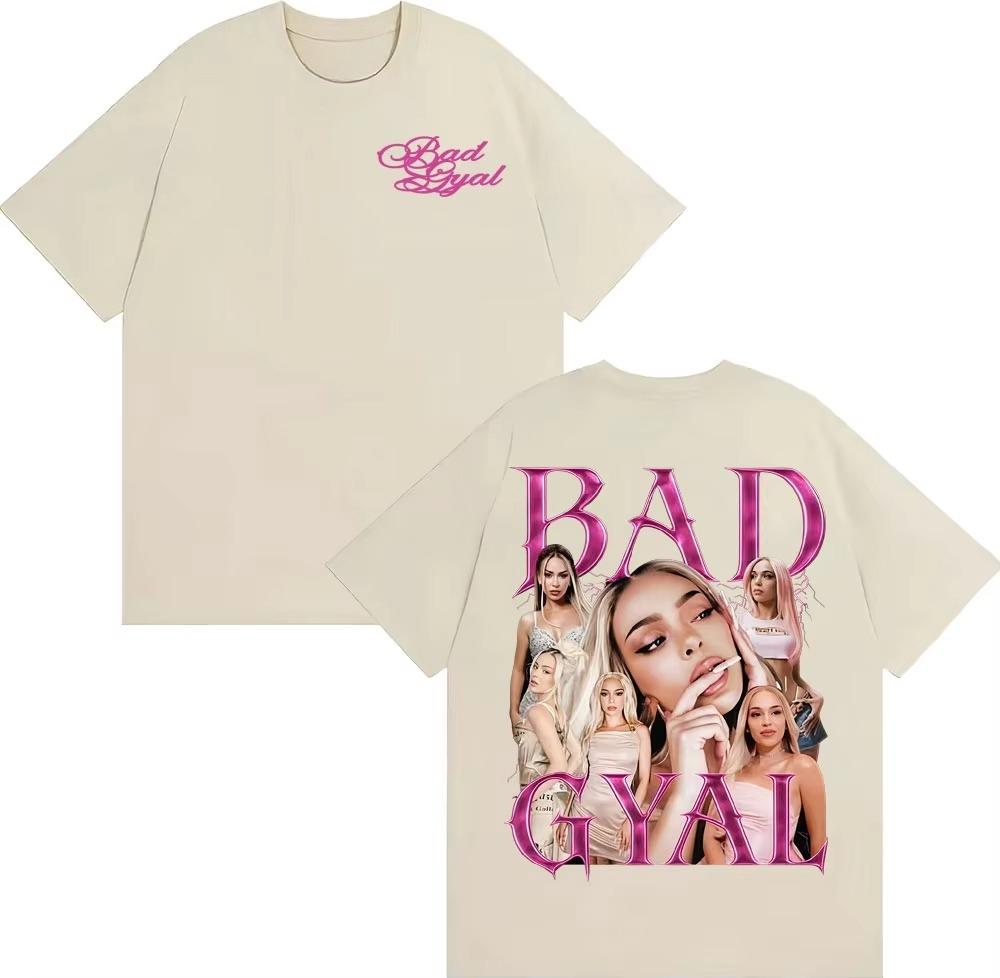 Singer Bad Gyal Vintage 90s Graphic T Shirt Men Women Harajuku Aesthetic Trend Tshirts Casual Loose Cotton Short Sleeve T Shirt