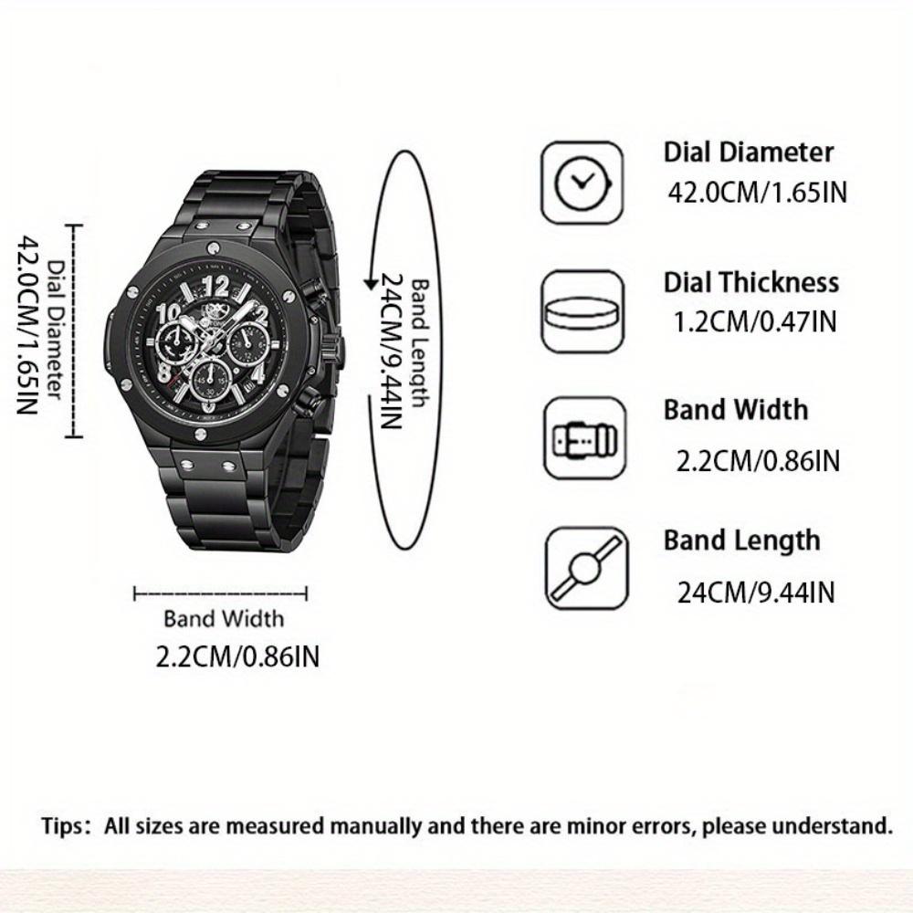 Fashion Men Sports Calendar Watches Chronograph 24 Hours Waterproof Quartz Watch Mens Business Luxury Stainless Steel Wristwatch