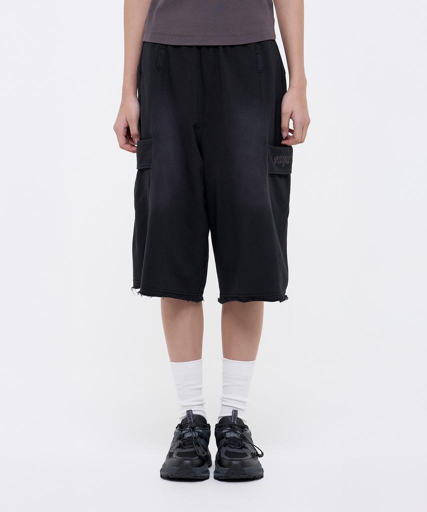 Syupeodeulai Women'S Washed Bermuda Sweatpants Black Sdflrcq48Blk