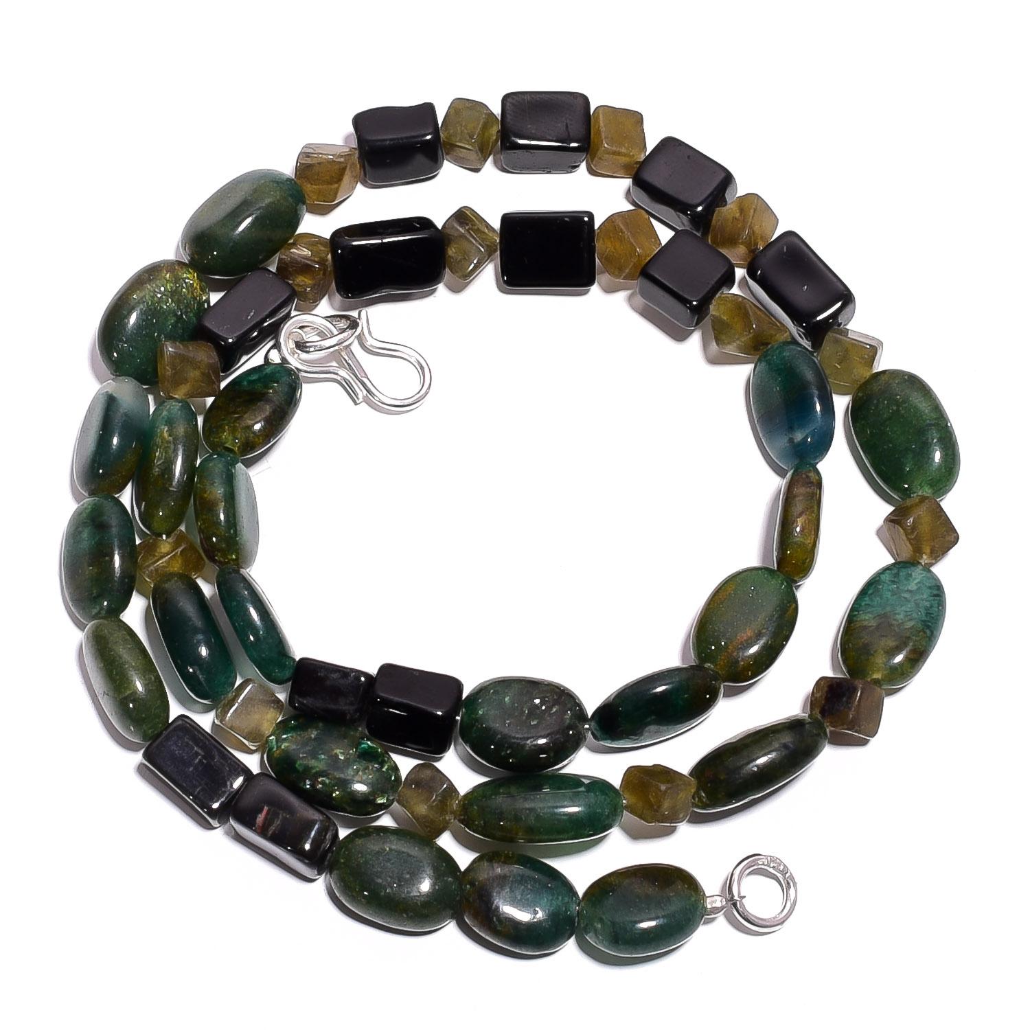 

Натуральный авантюрин черный оникс лабрадорит ожерелье из бусин 17 UB-5041 UB-5041