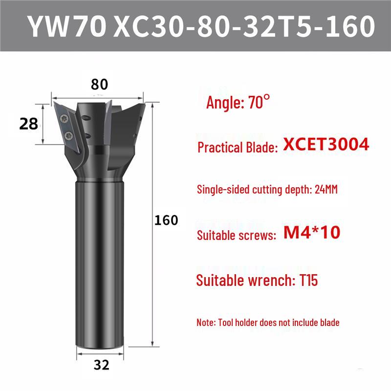 Long-Edge Dovetail Cutter Holder for XCET3004 Milling: 55°, 60°, 75° V-Groove & Disc Bottom Cleaning