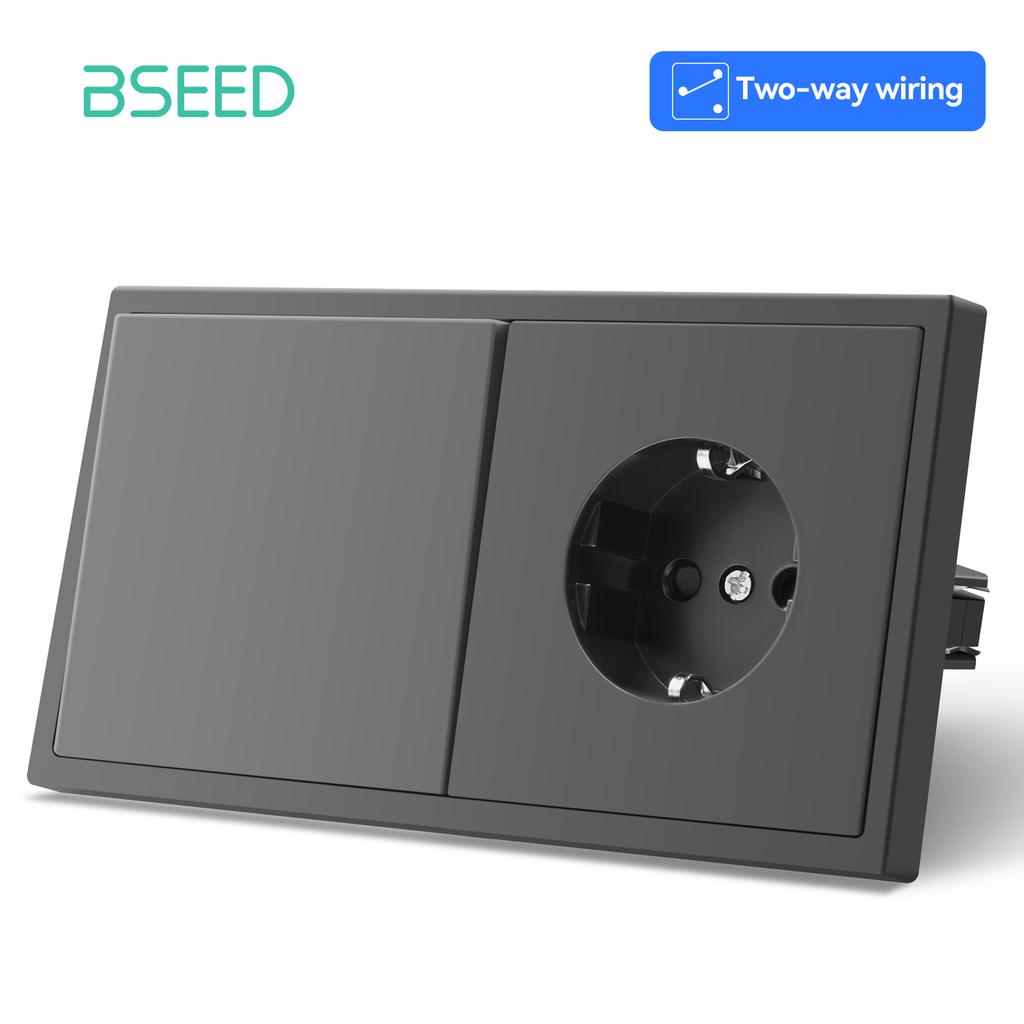 BSEED Interruptores de Luz de Botão Grande 1/2 Grupos 1/2 Vias Mais Tomadas de Parede Tipo-c USB Carregamento Rápido Estruturas de Plástico Padrão UE