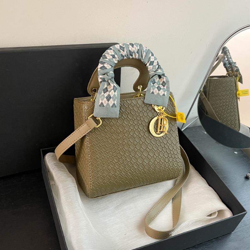 Small Square Bag Women's New Shoulder Messenger Bag Handbag Woven Belt Silk Scarf Princess Diana Bag