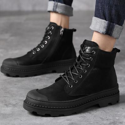 Men's Boots Winter Genuine Leather Boots Men's Snow Ankle Boots High-Top Single-Layer Boots Middle Top Working Wear Men's Shoes