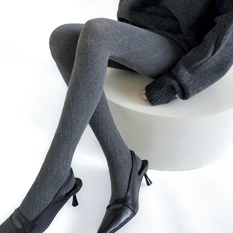 Winter Vintage Grid Tights Women High Waist Elastic Slim Warm Pantyhose 2026 Spring Streetwear Y2k Tights Stocking Leggings