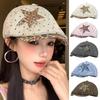 Leopard Denim Beret Hat Star Rivet Forward Hat Vintage Newsboy Cap  Harajuku Style