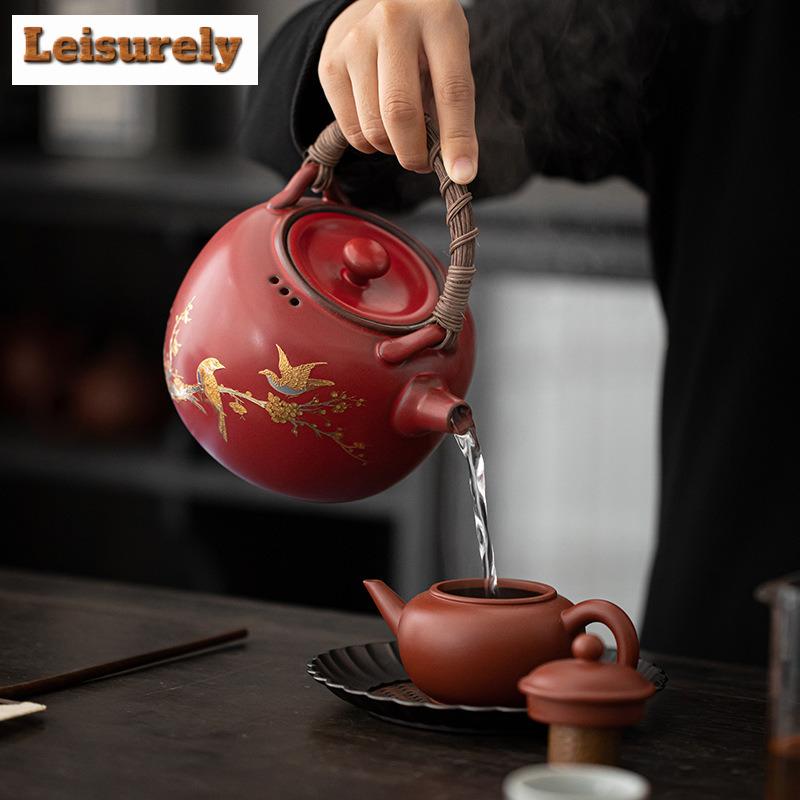 Hawthorn Red Coarse Ceramic Charcoal Stove Tea Making Coal Ball Inner Liner Small Stove Set Lifting Beam Pot Infusions Kettle