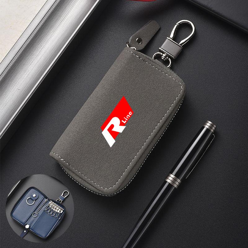 Suede Car Key Storage Bag Portable Card Coin Wallet Keychain For Volkswagen VW Golf Tiguan Jetta Passat Polo Touran GTD Scirocco zr4