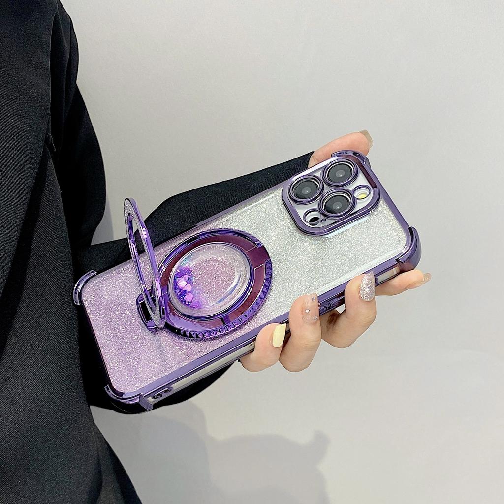 Applicable to iPhone17Promax electroplated mobile phone case Apple 16/15 simple light luxury 14/13 with bracket 7P/X