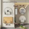 Wall-Mounted Pot Lid & Cutting Board Rack - Punch-Free, Multifunctional Kitchen Storage Organizer.