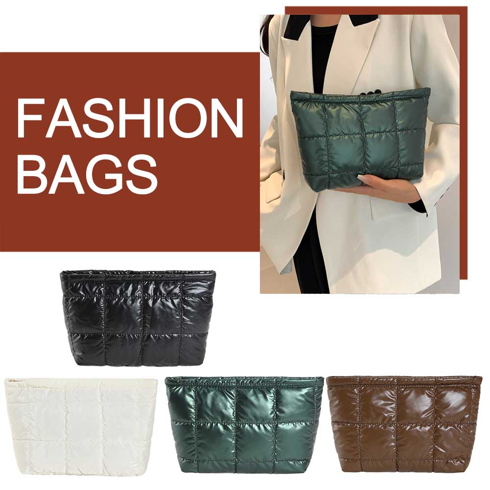 Women Cosmetic Bag Padded Quilted Makeup Storage Bag Large Capacity Makeup Organizer Bag Solid Color Travel Cosmetic Bag