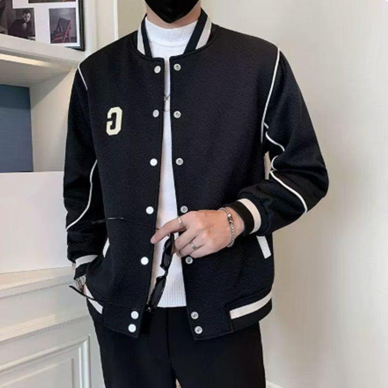 

Мужская бейсбольная куртка в стиле ретро в корейском стиле — модная, универсальная, свободного кроя для весны и осени XL чёрный
