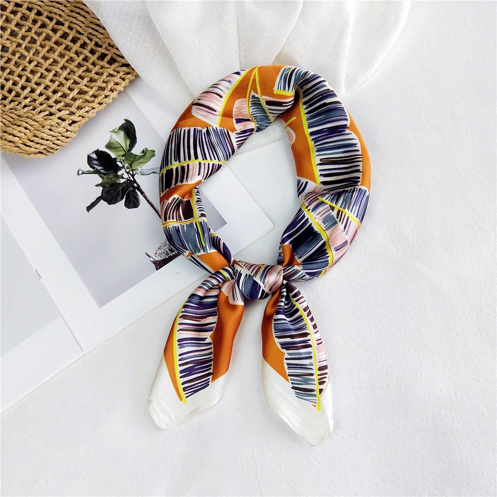 Floral Print Headkerchief Neck Scarves Women 70CM Square Headband Hijab Scarf For Ladies