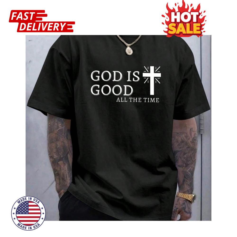 SALE Men's 'God is Good' Inspired Graphic Tee Cross Print Unisex Size S-5XL