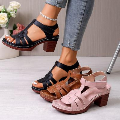 Damensandalen mit klobigem Absatz Fischmaul Dicksohlige Schuhe Für den Außenbereich Freiliegende Zehen High Heels Sandalen für den Sommer 2026