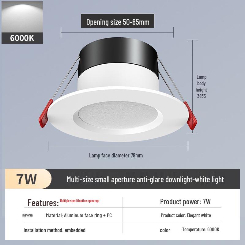 2-Inch Recessed Spotlight: Small Downlight for Ceiling In Living Room, Bullseye Hole Design, Opening Size 55.5cm X 606.5cm