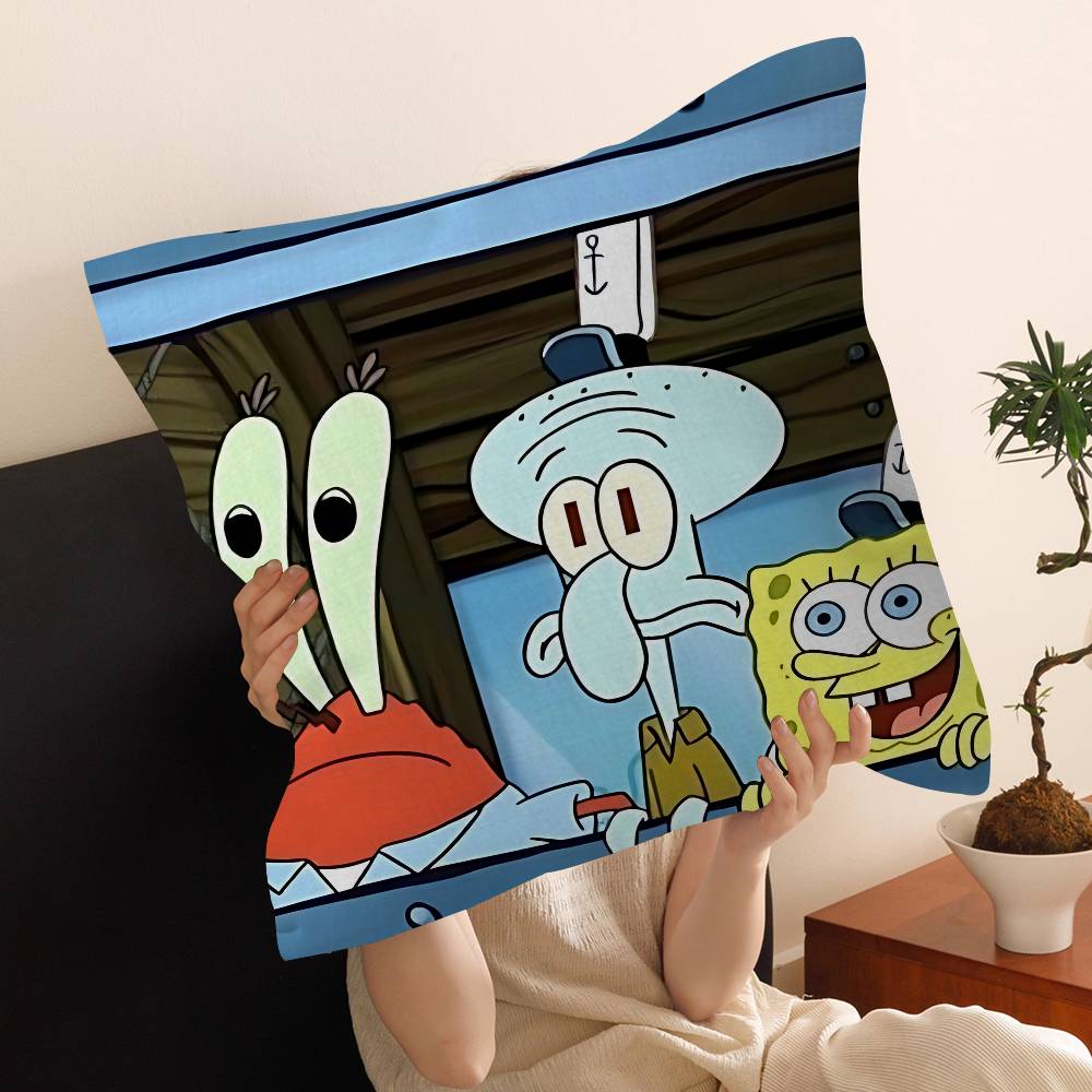 Cartoon S-Sponge-B-Bob Pillow Cushion Cover Pillowcase Living Room Sofa Home Decor