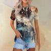 Women's Fashion Casual Lapel Short Sleeve Printed Shirt Women's Button Up Tops