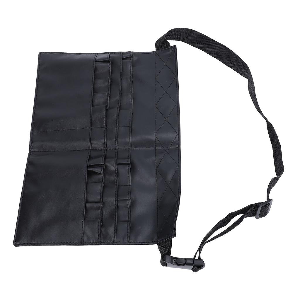 Makeup Brush Waist Bag Multi Pockets PU Cosmetic Makeup Brush Pouch with Artist Belt Strap