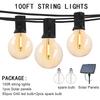 100/50/25ft Solar Led Light Outdoor G40 Plastic Bulb LED Garden Fairy Patio String Lights Wedding Party Decoration