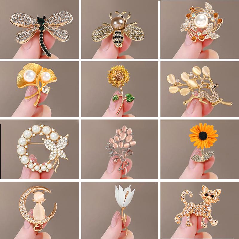 Wave Sunflower Diamond Brooch: Cute, High-End, Versatile Decorative Jewelry Pin