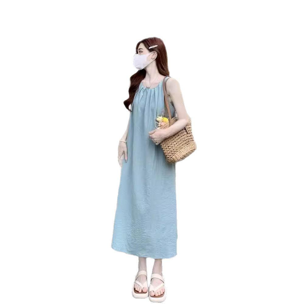 Seaside Vacation Dress Women's Summer Niche Design Sense Loose Sleeveless Vest Skirt a Word Long Dress Fairy Women's Clothing