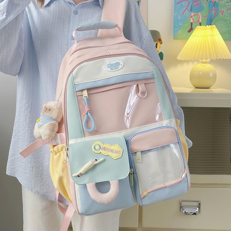New high-value Japanese ins college style fresh and sweet schoolbag female middle school students lightweight large-capacity backpack