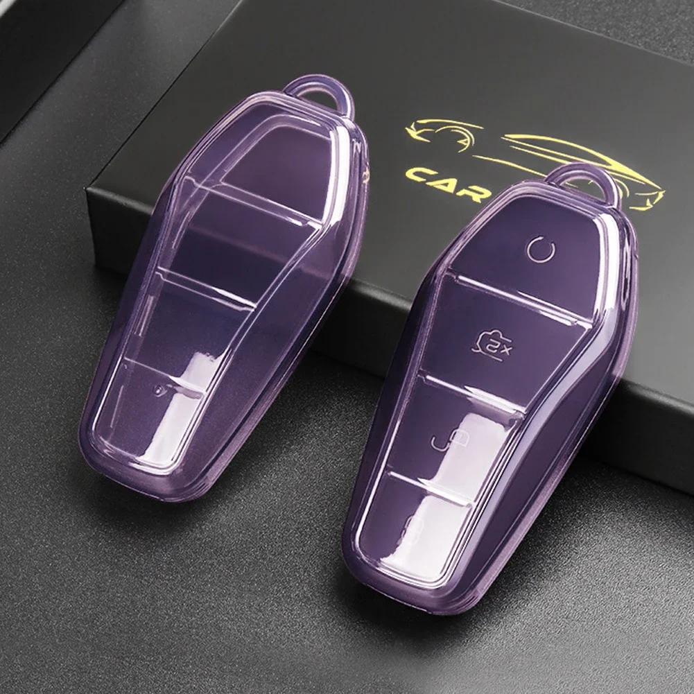 Für BYD Qin Plusdmi Atto 3 Han EV Dolphin Transparent Weiche TPU Auto Schlüsselhülle 4 Tasten Fernbedienung Schutzhülle Zubehör