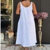 Summer Spaghetti Strap Cotton Linen Dress: Sleeveless, Round Neck, with Pockets - New Arrivals In Women's Simple Style