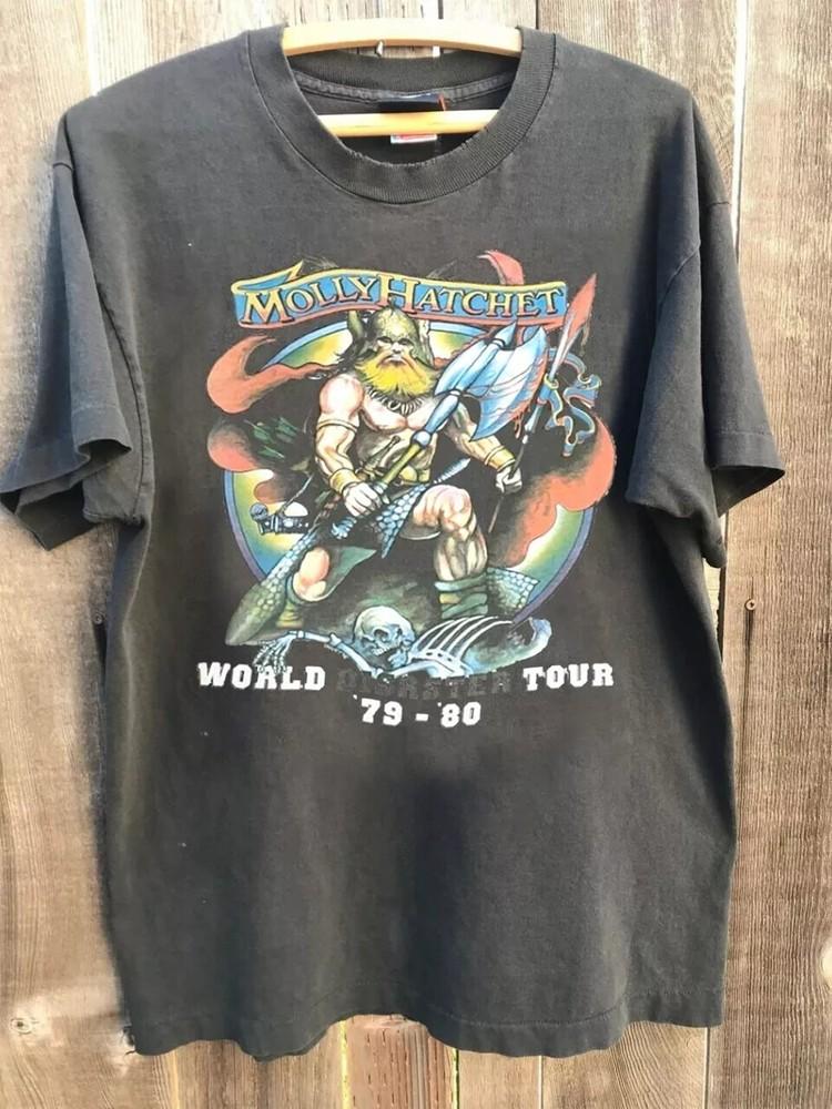 Molly Hatchet World Tour Disaster Tour Charcoal Unisex Tshirt Reprint S5XL Unisex T-Shirt S