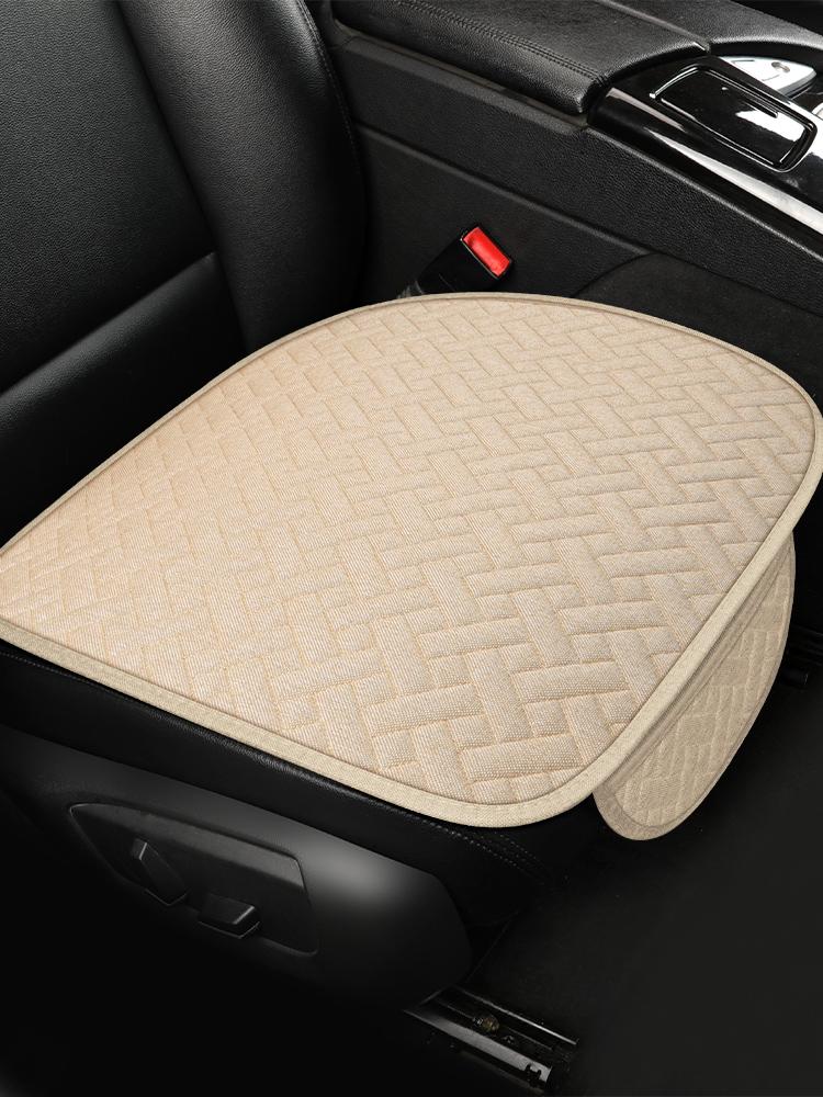 New Linen Woven Pattern All Season Universal Seat Cushion, Comfortable And Wear-Resistant Single Seat, Semi Enclosed Car Accesso