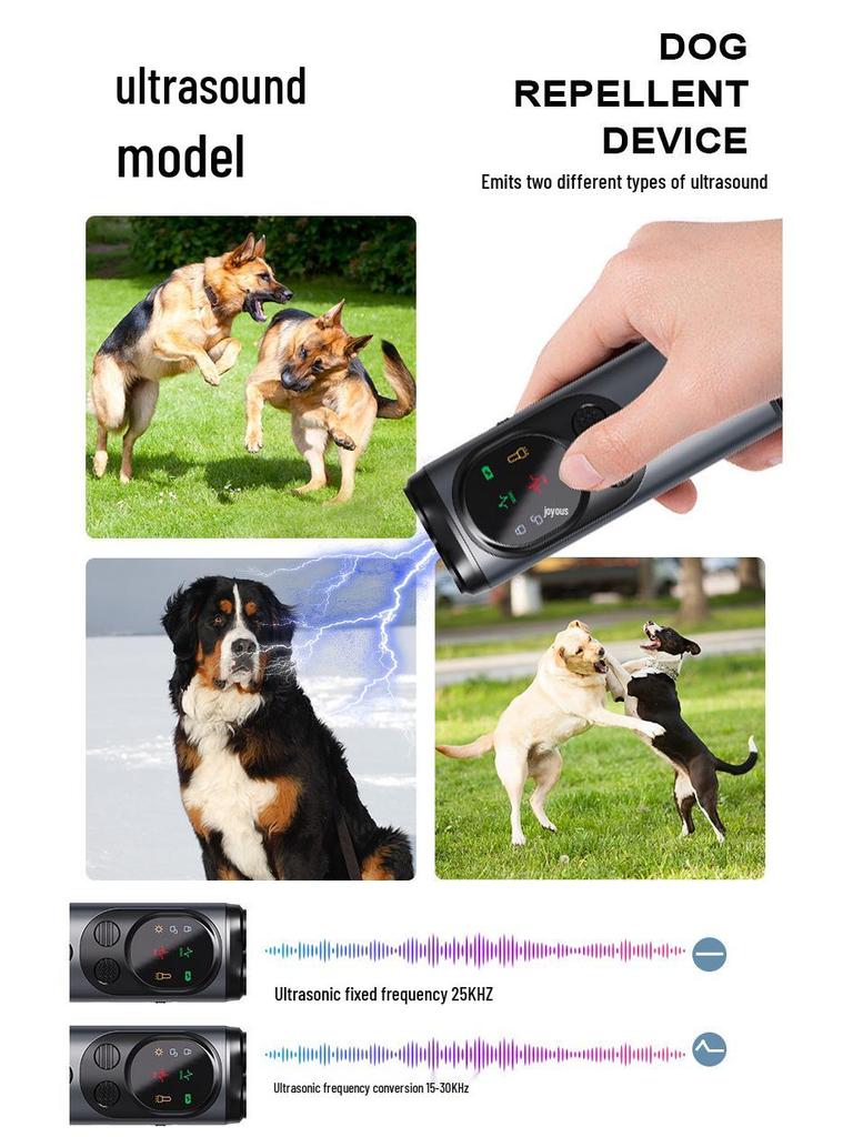 Portable Ultrasonic Dog Bark Stopper & Training Device with Light - Three-Head Dog Repeller