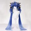 Juego Iuno Cabello Sintético Largo Degradado Azul Doble Cola de Caballo Peluca Cosplay Cabello Resistente al Calor Pelucas para Fiesta de Halloween
