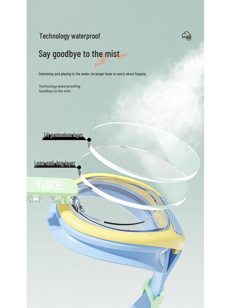 Kids' Waterproof Anti-Fog Swim Goggles with Cap - Medium To Large Fit, Small Frame, High Definition Professional Set.
