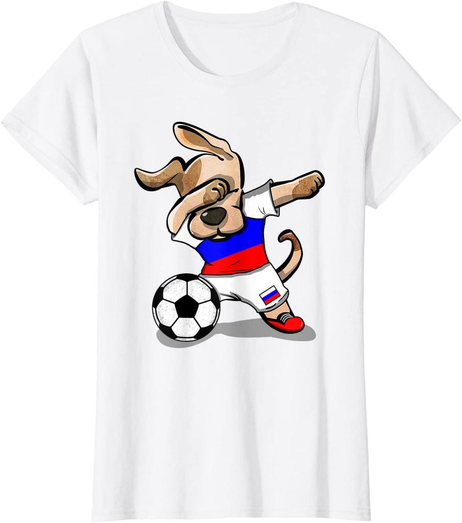 Russia Jersey Dog Dabbing Soccer Shirt Russian Football TShirt Summer Cotton ONeck Short Sleeve Mens T Shirt New S3XL