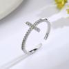 CIAXY Silver Color Hyperbolic Design Cross Rings for Women Cubic Stones Gothic  Wedding Jewelry Adjustable Ring Anillos