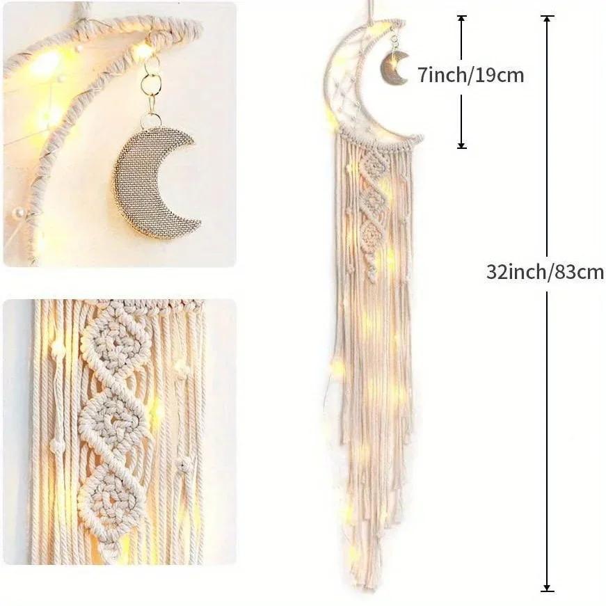 2pcs 1 Pc Wing +1 Pc Moon Tapestry Handcraft Symmetrical Design Woven Tapestry Bohemian Home Decor Angel Wings Macrame