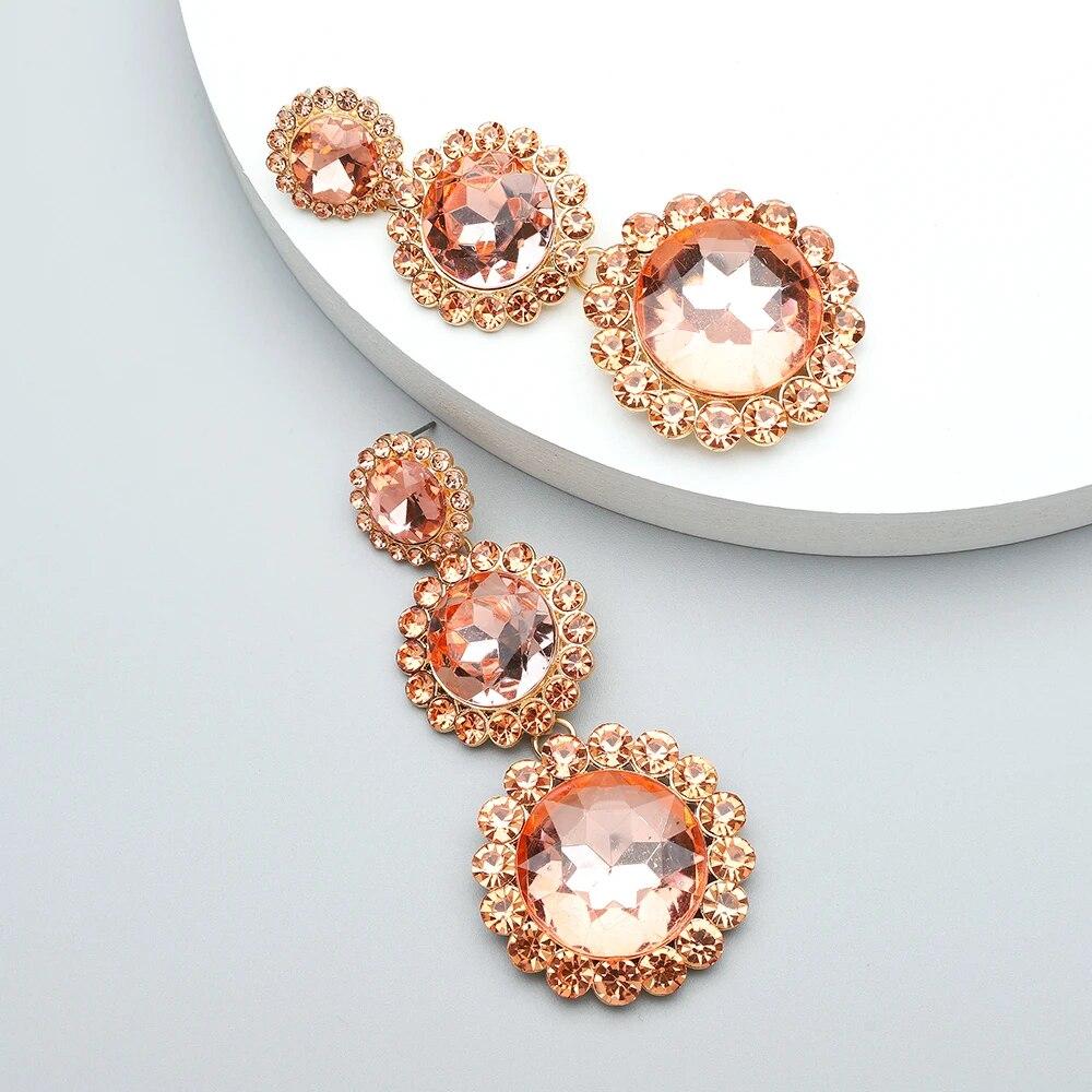 

Каплевидные модные круглые хрустальные длинные висячие серьги, роскошный дизайн, винтажные необычные изящные серьги, кулон, ювелирное изделие, подарок