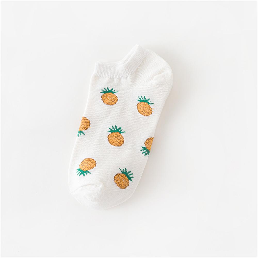 INS Lustige Cartoon Eier Socken Niedliche Mädchen Glückliche Tiere Früchte Lebensmittel Kurze Socken Omelett Erdbeere Ananas Regenbogenstreifen