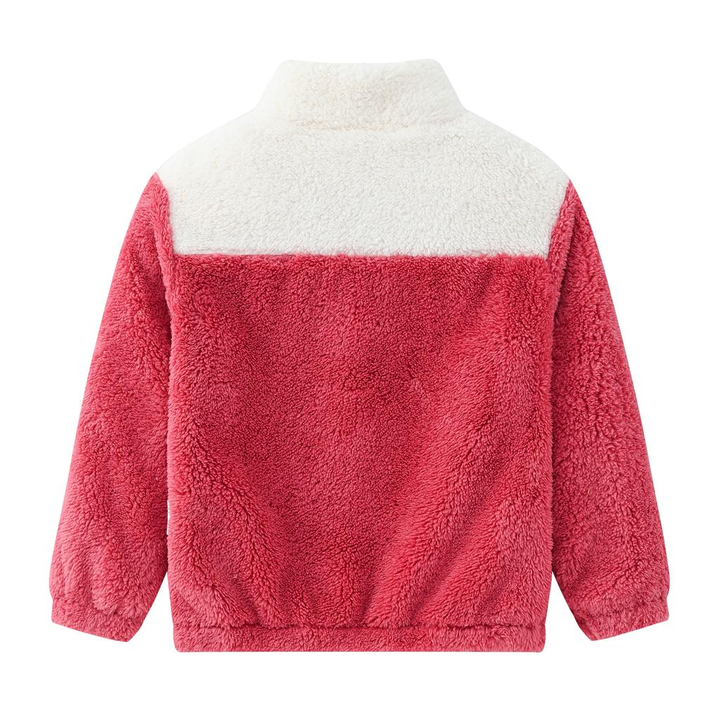 Herbst und Winter Fleece Kinderjacken für kleine und mittelgroße Kinder Splicing Ribbon Casual Zipper Jacke Warmer Pelzmantel