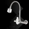 Wall Mounted Kitchen Faucet Hot Cold Mixers Kitchen Sink Tap 360 Degree Swivel Flexible Spout  Stainless Steel Wall Mounted